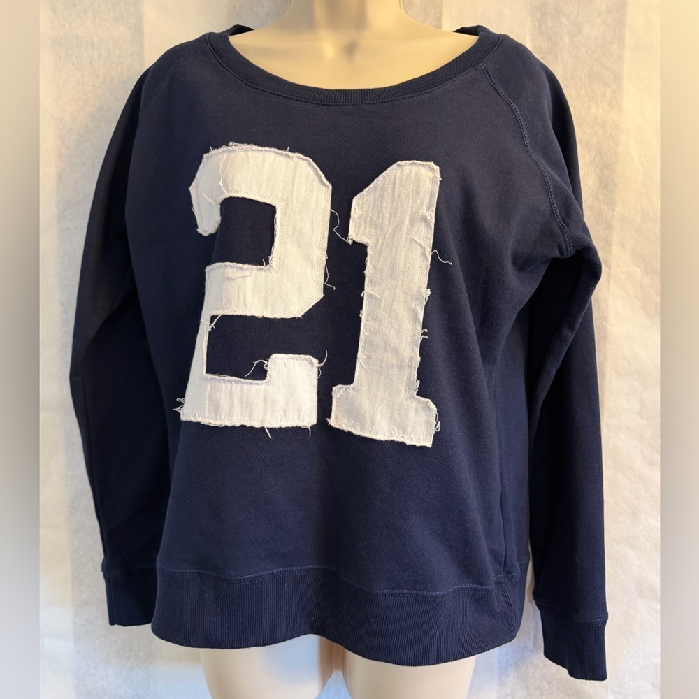 Navy Blue women’s‎ Sweatshirt with White Number 21 Design by Cotton On Sz-S. EE1